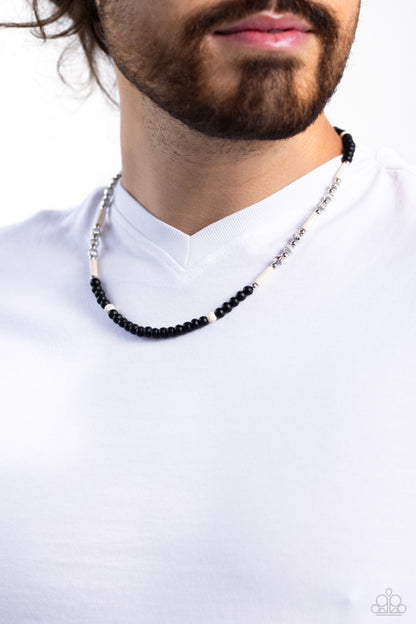 Volcanic Valiance - White Crackle Stone Urban Necklace - Paparazzi Accessories