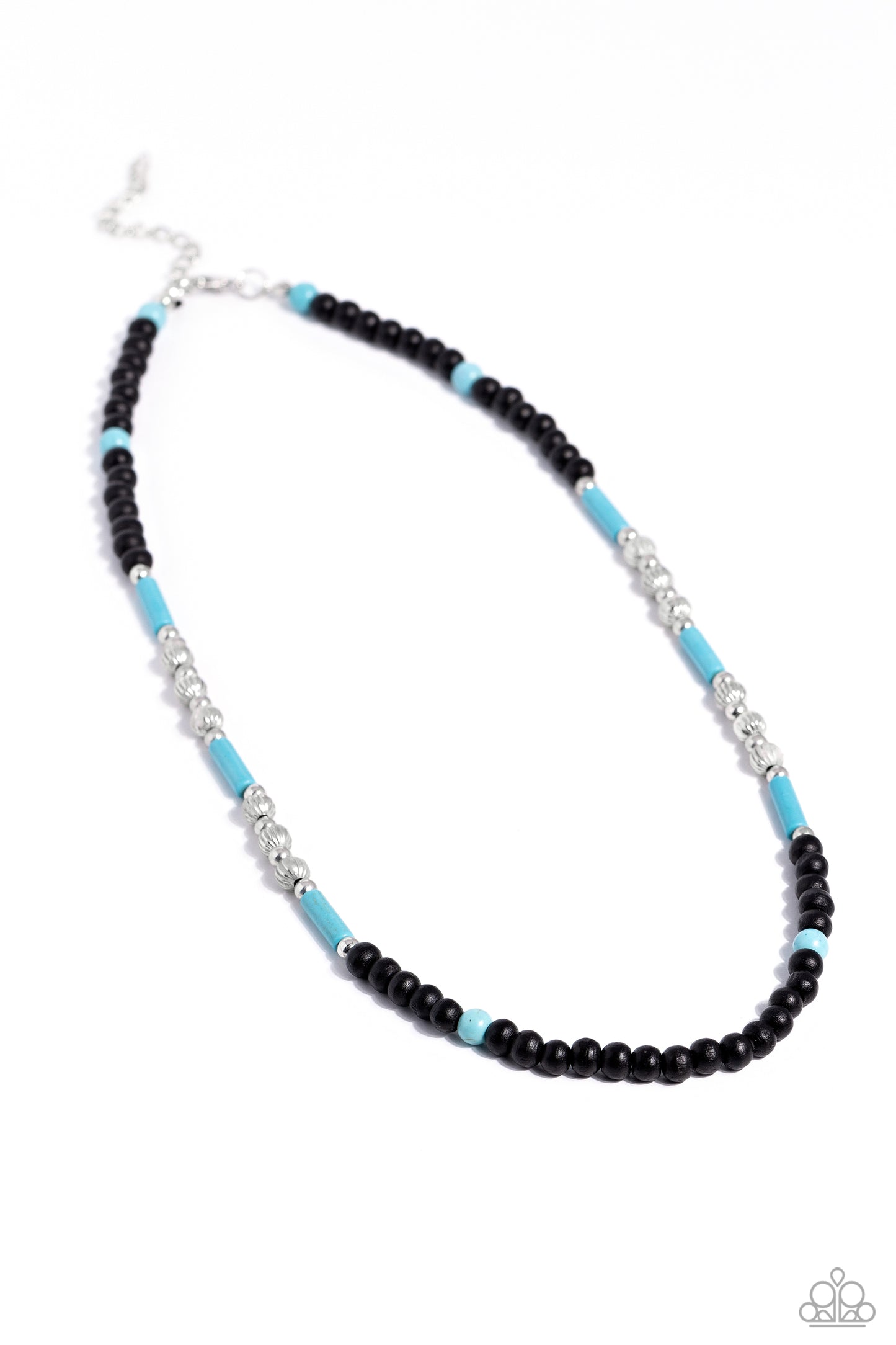 Volcanic Valiance - Blue Crackle Stone Urban Necklace - Paparazzi Accessories