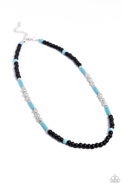 Volcanic Valiance - Blue Crackle Stone Urban Necklace - Paparazzi Accessories