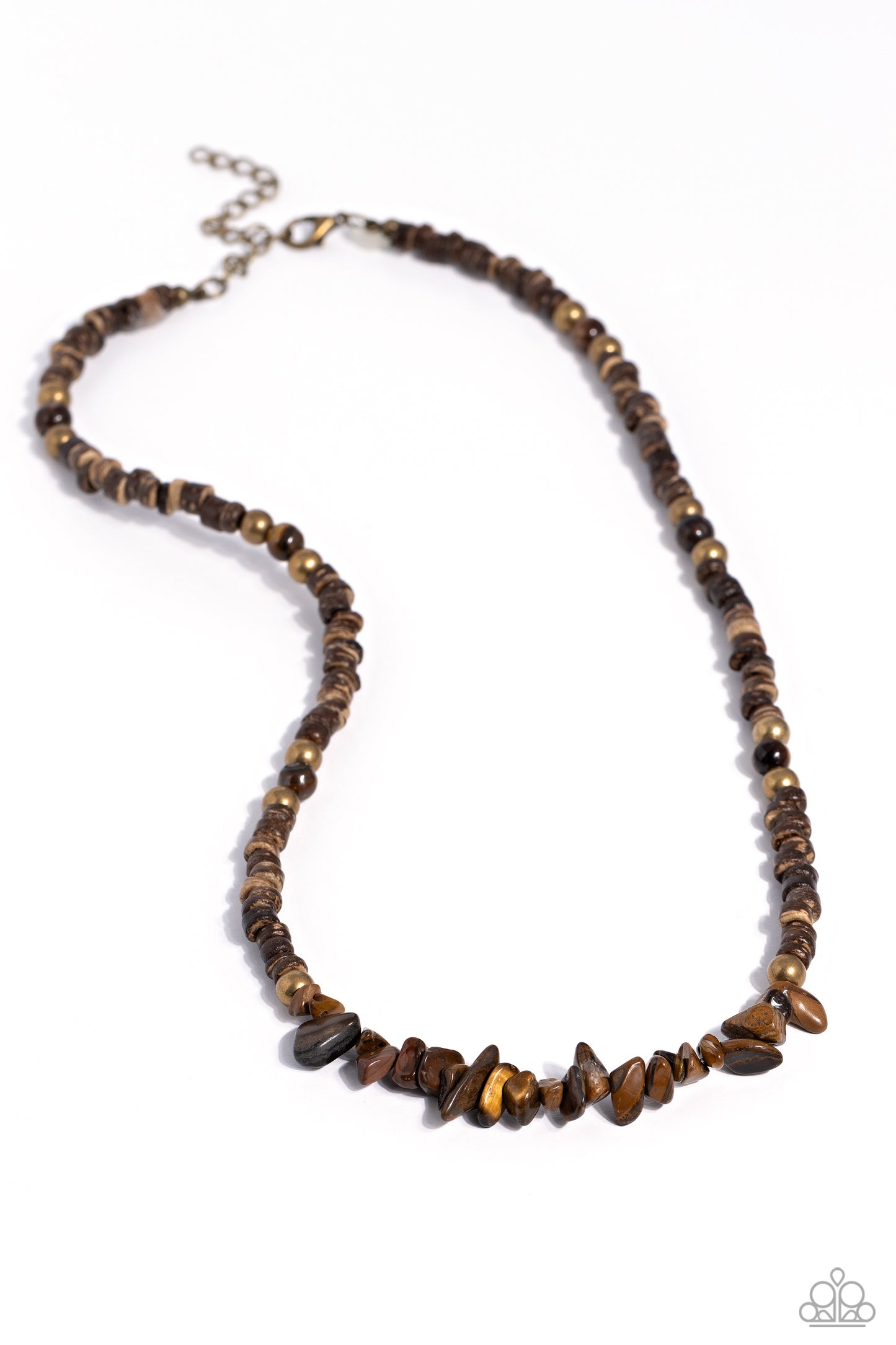 Wild Woodcutter - Brass Wooden Bead Necklace - Paparazzi Accessories