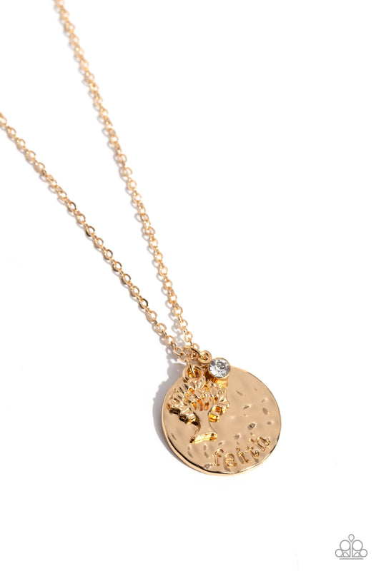 Flourishing Faith - Gold "Faith" Tree of Life Necklace - Paparazzi Accessories