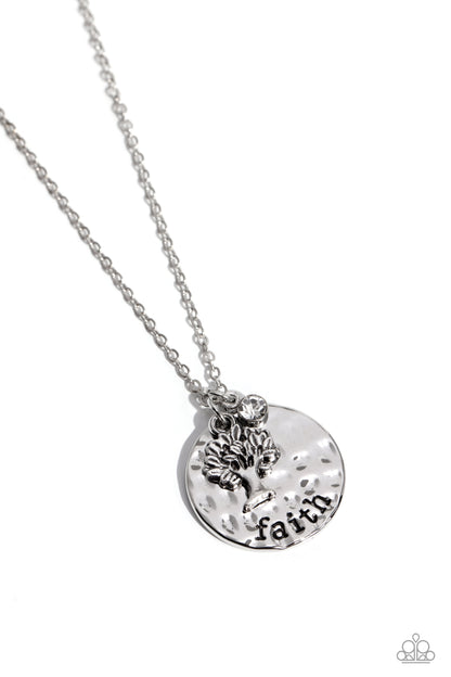 Flourishing Faith - White - Tree of Life Pendant Necklace - Paparazzi Accessories