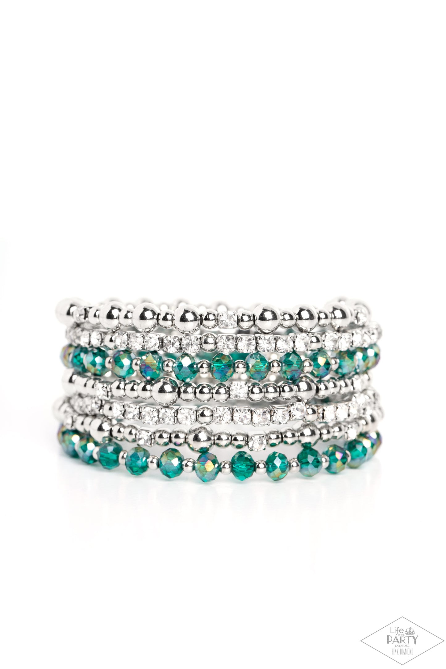 ICE Knowing You - Green Iridescent Coil Bracelet - Paparazzi Accessories
