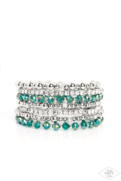 ICE Knowing You - Green Iridescent Coil Bracelet - Paparazzi Accessories