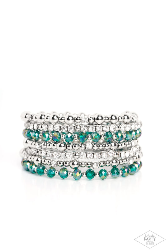 ICE Knowing You - Green Iridescent Coil Bracelet - Paparazzi Accessories