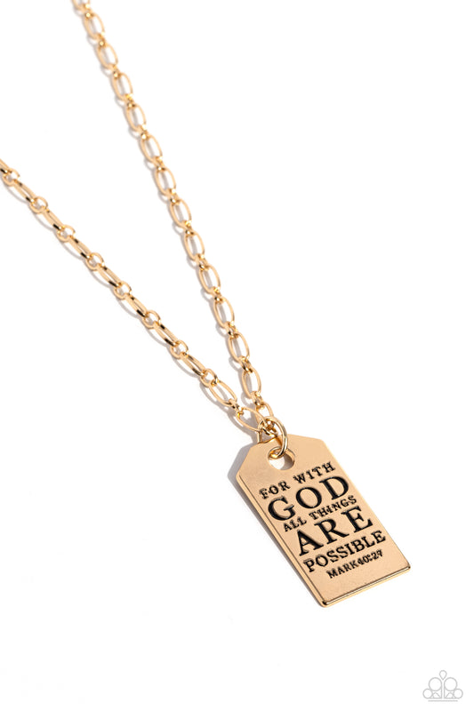 Possible Pendant - Gold Scripture Verse Necklace - Paparazzi Accessories