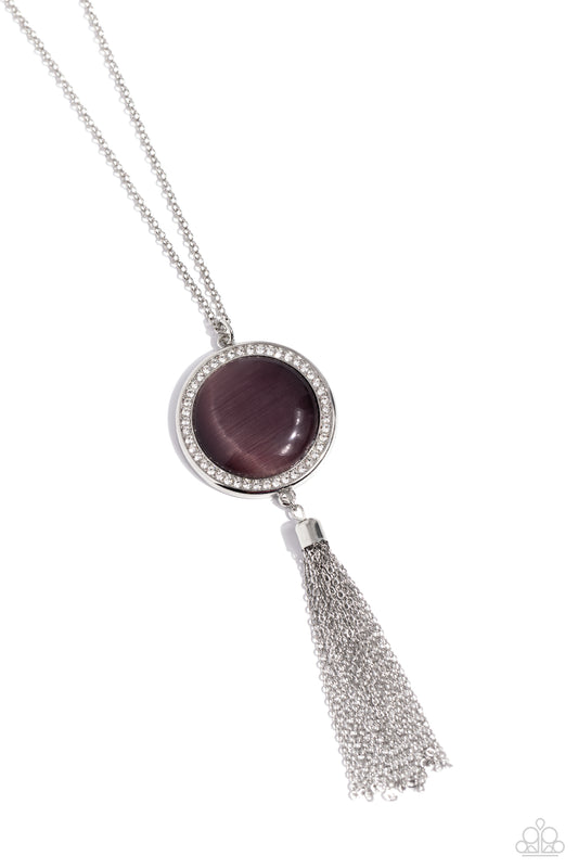 Tallahassee Tassel - Purple Cats Eye Stone Pendant Necklace - Paparazzi Accessories