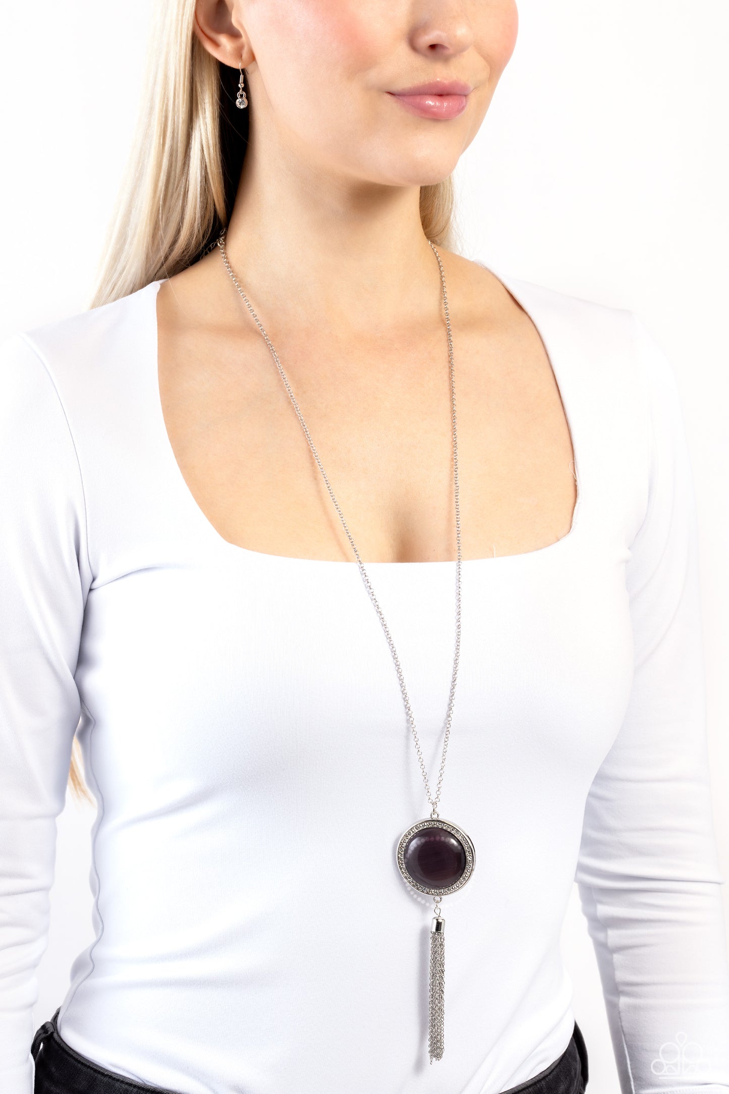 Tallahassee Tassel - Purple Cats Eye Stone Pendant Necklace - Paparazzi Accessories