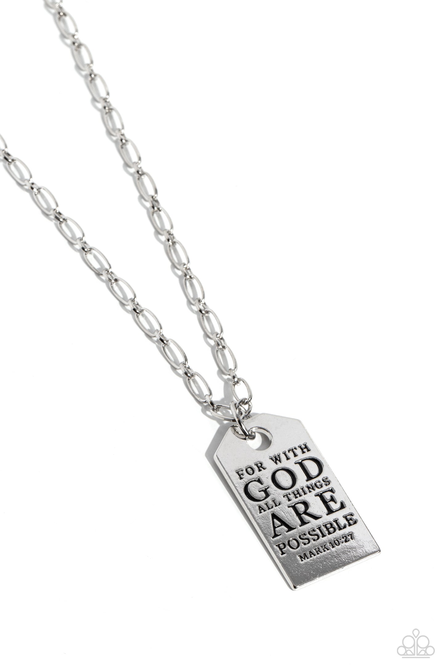 Possible Pendant - Silver Scripture Verse Necklace - Paparazzi Accessories