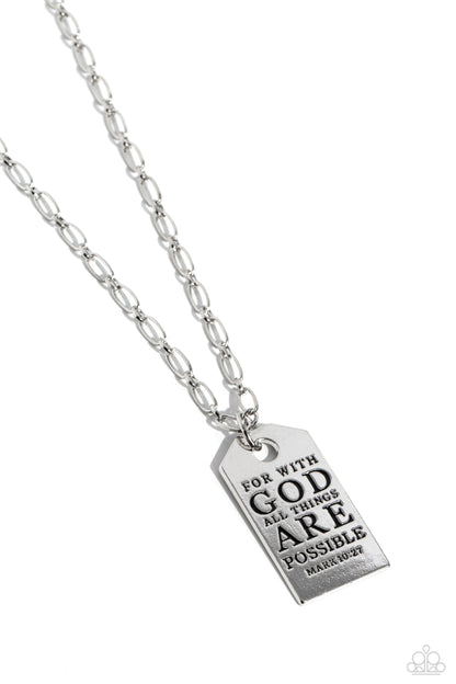 Possible Pendant - Silver Scripture Verse Necklace - Paparazzi Accessories