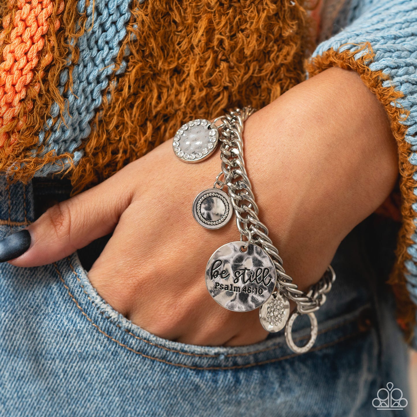 GLITTER and Grace - White Clasp Closure "Be Still" Psalm Bracelet - Paparazzi Accessories