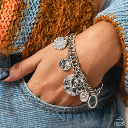 GLITTER and Grace - White Clasp Closure "Be Still" Psalm Bracelet - Paparazzi Accessories