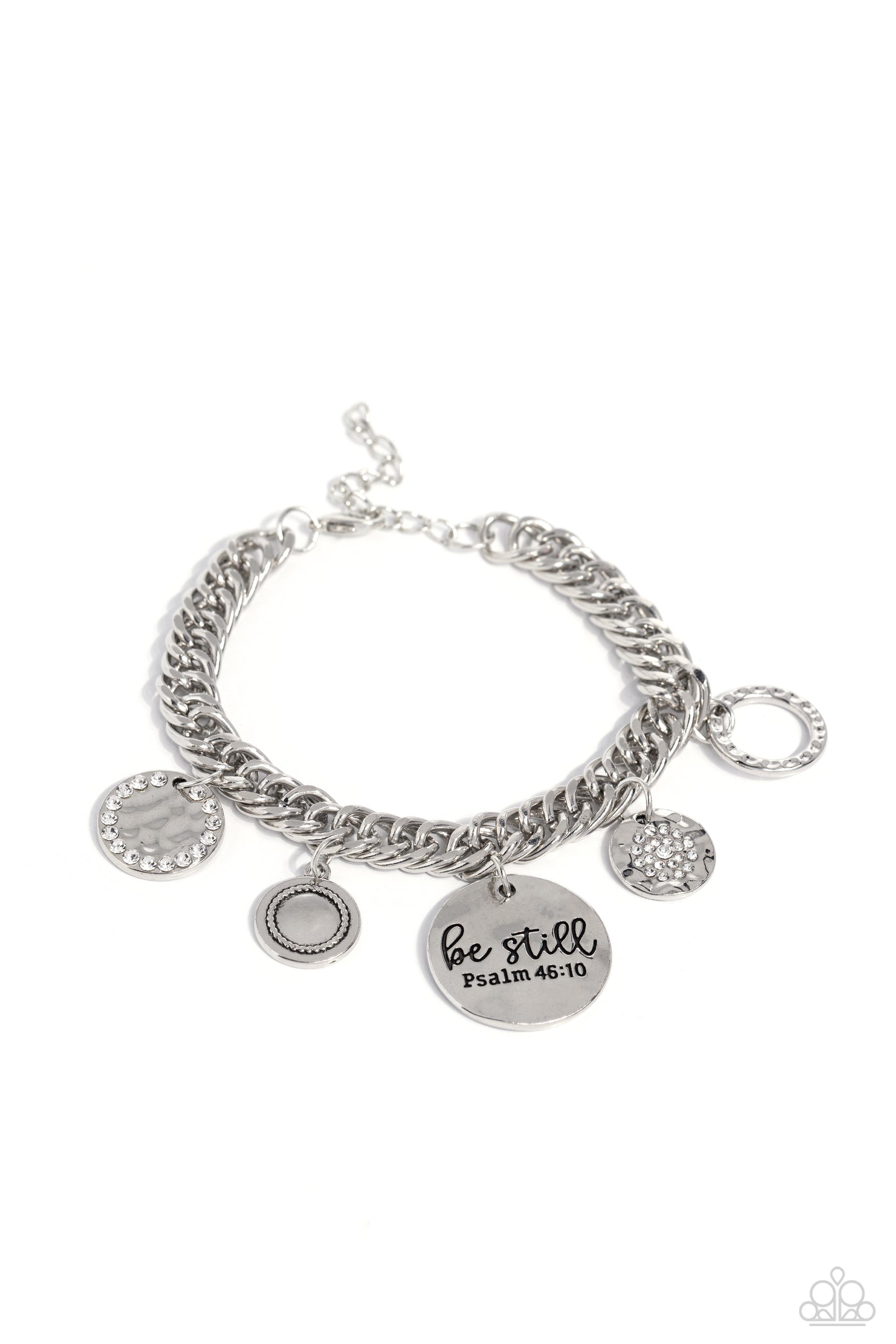 GLITTER and Grace - White Clasp Closure "Be Still" Psalm Bracelet - Paparazzi Accessories