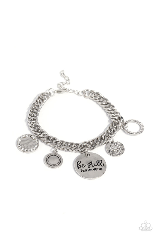 GLITTER and Grace - White Clasp Closure "Be Still" Psalm Bracelet - Paparazzi Accessories