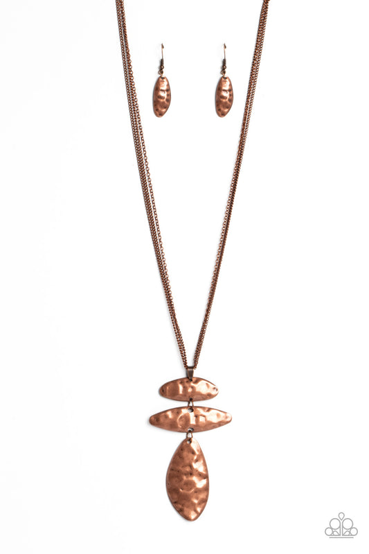 Monochromatic Model - Copper Hammered Pendant Necklace - Paparazzi Accessories