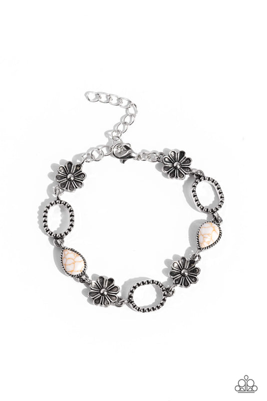 Casablanca Craze - White Crackle Stone Bracelet - Paparazzi Accessories