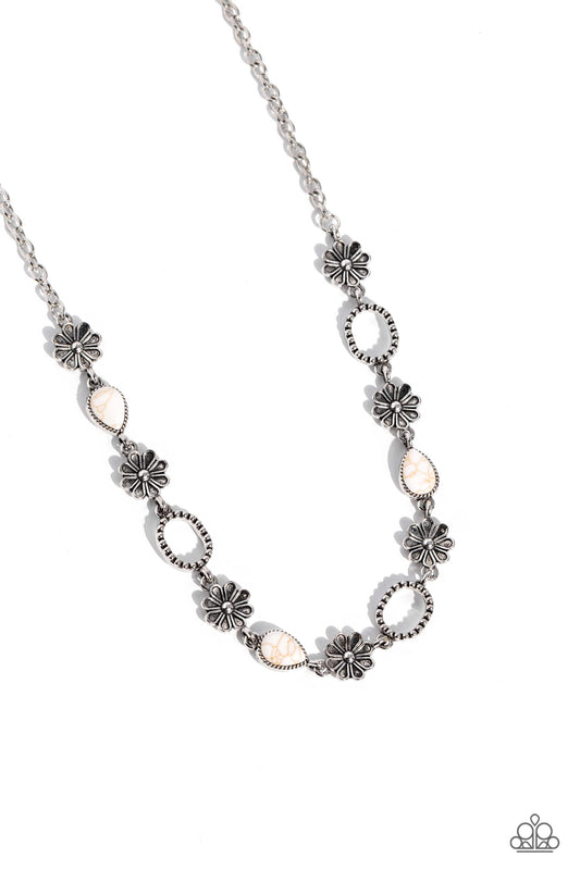 Casablanca Chic - White Crackle Stone Necklace - Paparazzi Accessories