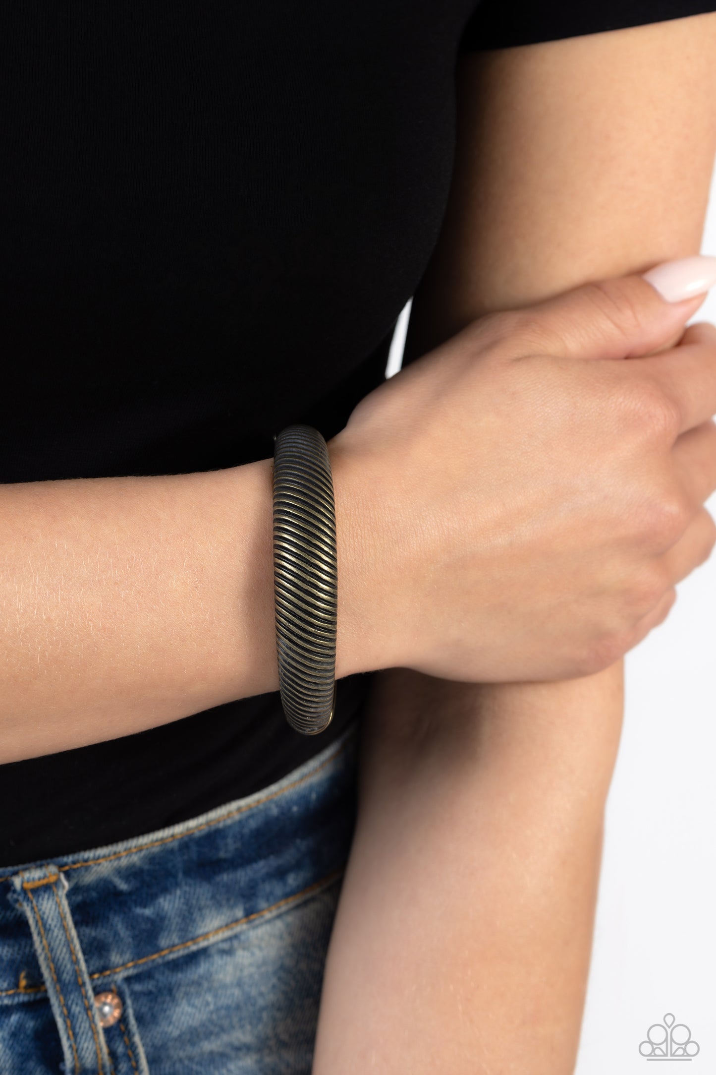 Jailhouse Jive - Brass Hinge Bracelet - Paparazzi Accessories