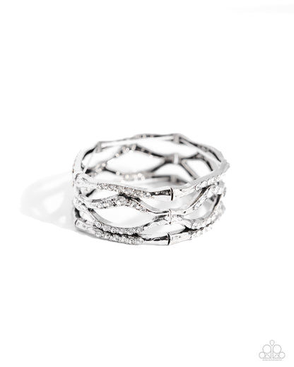 Cross Country - White Stretchy Bracelet - Paparazzi Accessories