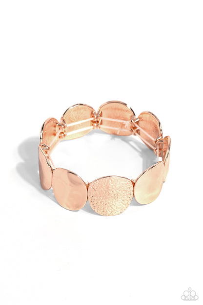 Rippling Record - Rose Gold Stretchy Bracelet - Paparazzi Accessories