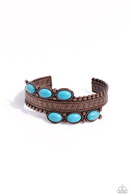 A League of Their STONE - Copper Cuff Bracelet - Paparazzi Accessories