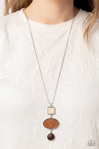 Walk the TWINE - Brown Woven and Wood Necklace - Paparazzi Accessories