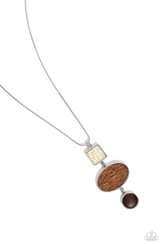 Walk the TWINE - Brown Woven and Wood Necklace - Paparazzi Accessories
