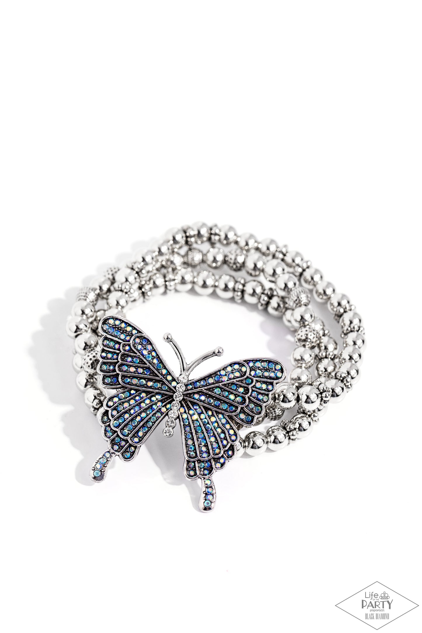 First WINGS First - Blue Iridescent Rhinestone Butterfly Bracelet - Paparazzi Accessories