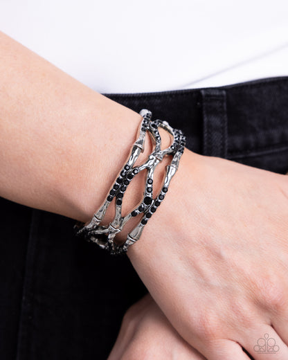 Cross Country - Black Stretchy Bracelet - Paparazzi Accessories