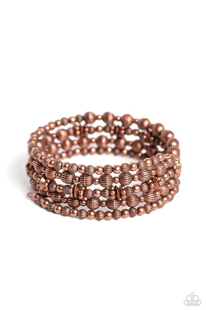 Striped Stack - Copper Coil Bracelet - Paparazzi Accessories