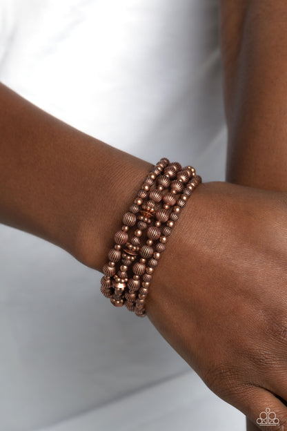 Striped Stack - Copper Coil Bracelet - Paparazzi Accessories