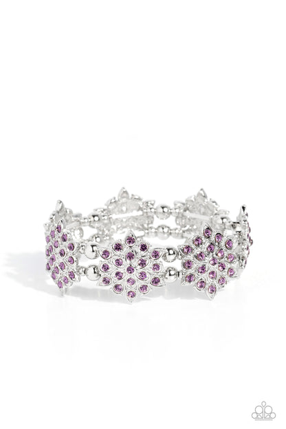 Scintillating Snowflakes - Purple Rhinestone Stretchy Bracelet - Paparazzi Accessories