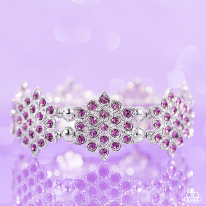 Scintillating Snowflakes - Purple Rhinestone Stretchy Bracelet - Paparazzi Accessories