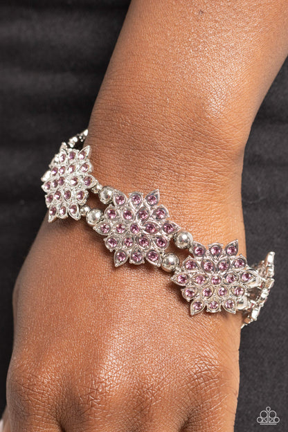 Scintillating Snowflakes - Purple Rhinestone Stretchy Bracelet - Paparazzi Accessories