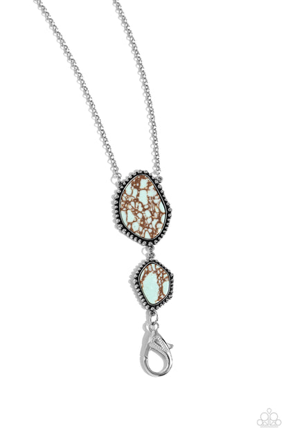 Desert Darling - Blue Crackle Stone Lanyard Necklace - Paparazzi Accessories