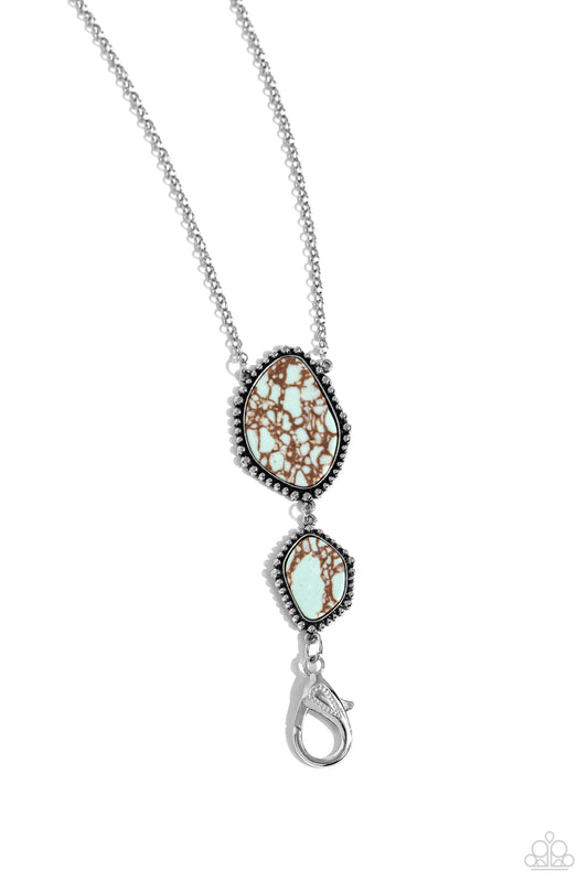 Desert Darling - Blue Crackle Stone Lanyard Necklace - Paparazzi Accessories