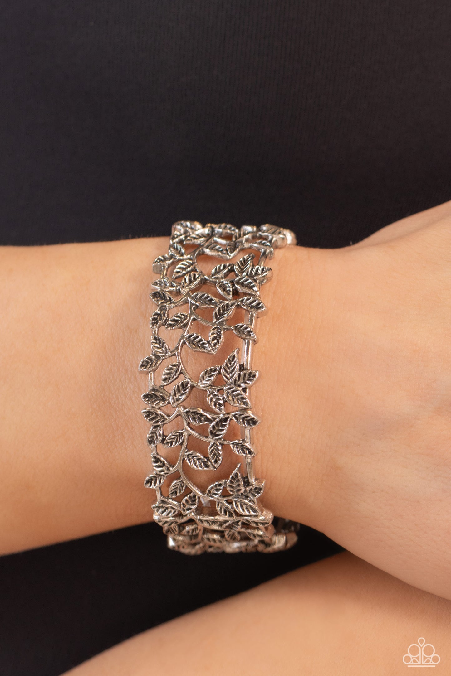 Whose VINE Is It Anyway? - Silver Stretchy Bracelet - Paparazzi Accessories