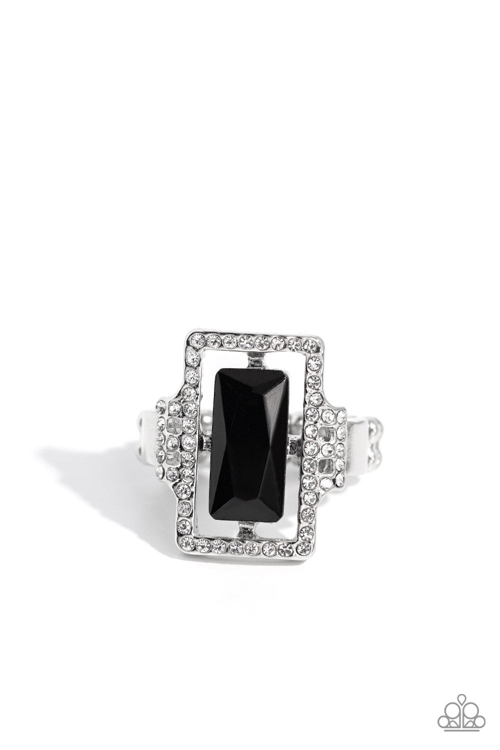 Emerald Elegance - Black Ring - Paparazzi Accessories