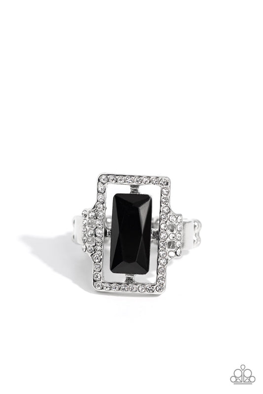 Emerald Elegance - Black Ring - Paparazzi Accessories