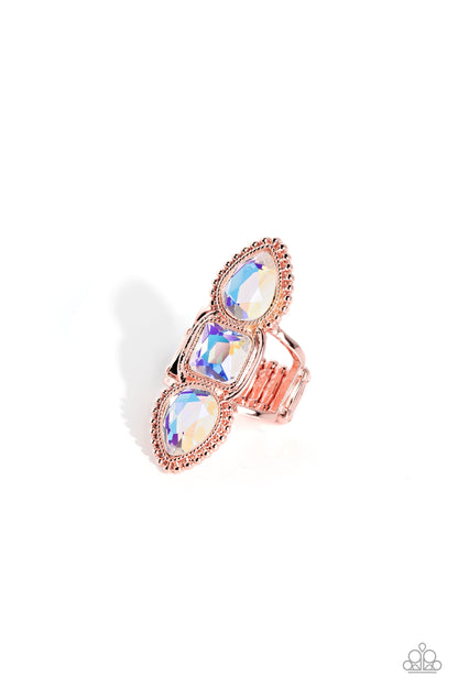 Dazzling Direction - Copper - Iridescent Gem Ring - Paparazzi Accessories