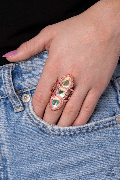 Dazzling Direction - Copper - Iridescent Gem Ring - Paparazzi Accessories