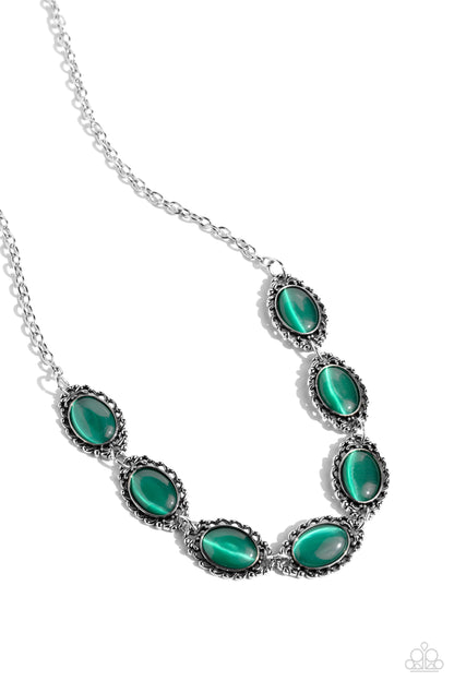 Framed in France - Green Cat's Eye Stone Necklace - Paparazzi Accessories