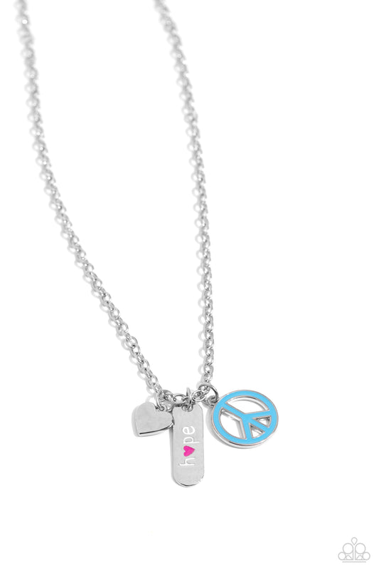 Hopeful Hallmark - Multi Peace Sign and Heart Necklace - Paparazzi Accessories