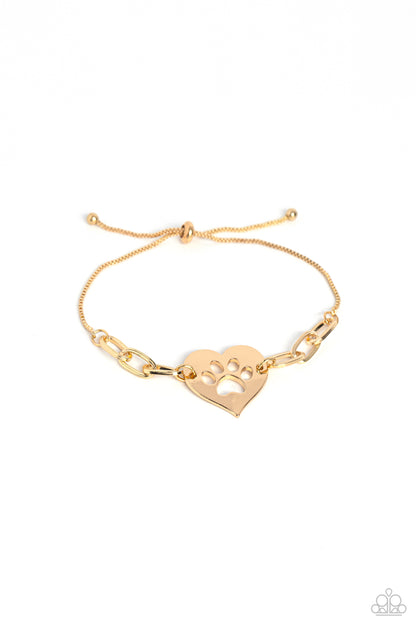 PAW-sitively Perfect - Gold Paw Print Bracelet - Paparazzi Accessories
