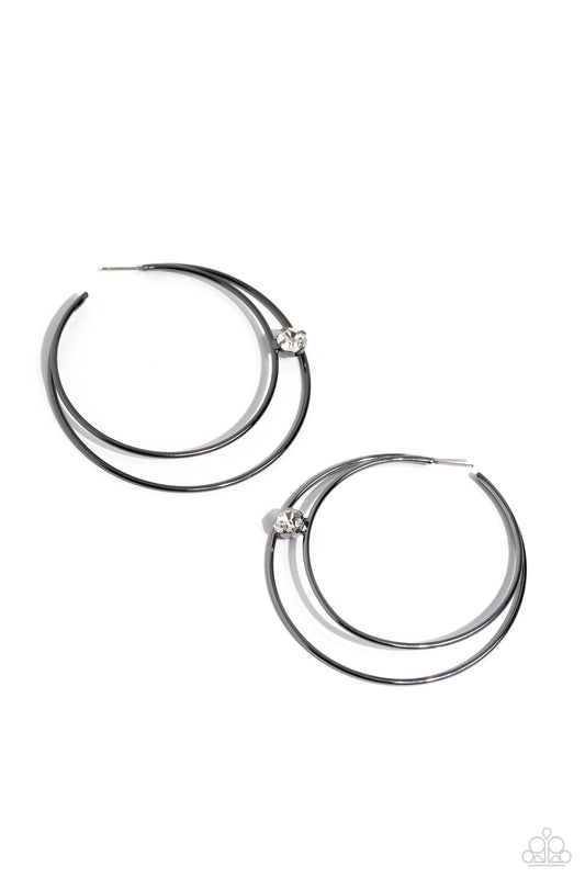 Theater HOOP - Black Hoop Earrings - Paparazzi Accessories