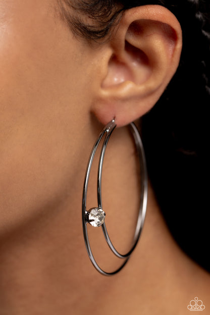 Theater HOOP - Black Hoop Earrings - Paparazzi Accessories