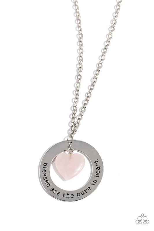 Beatitude Boho - Pink Stone Heart Necklace - Paparazzi Accessories