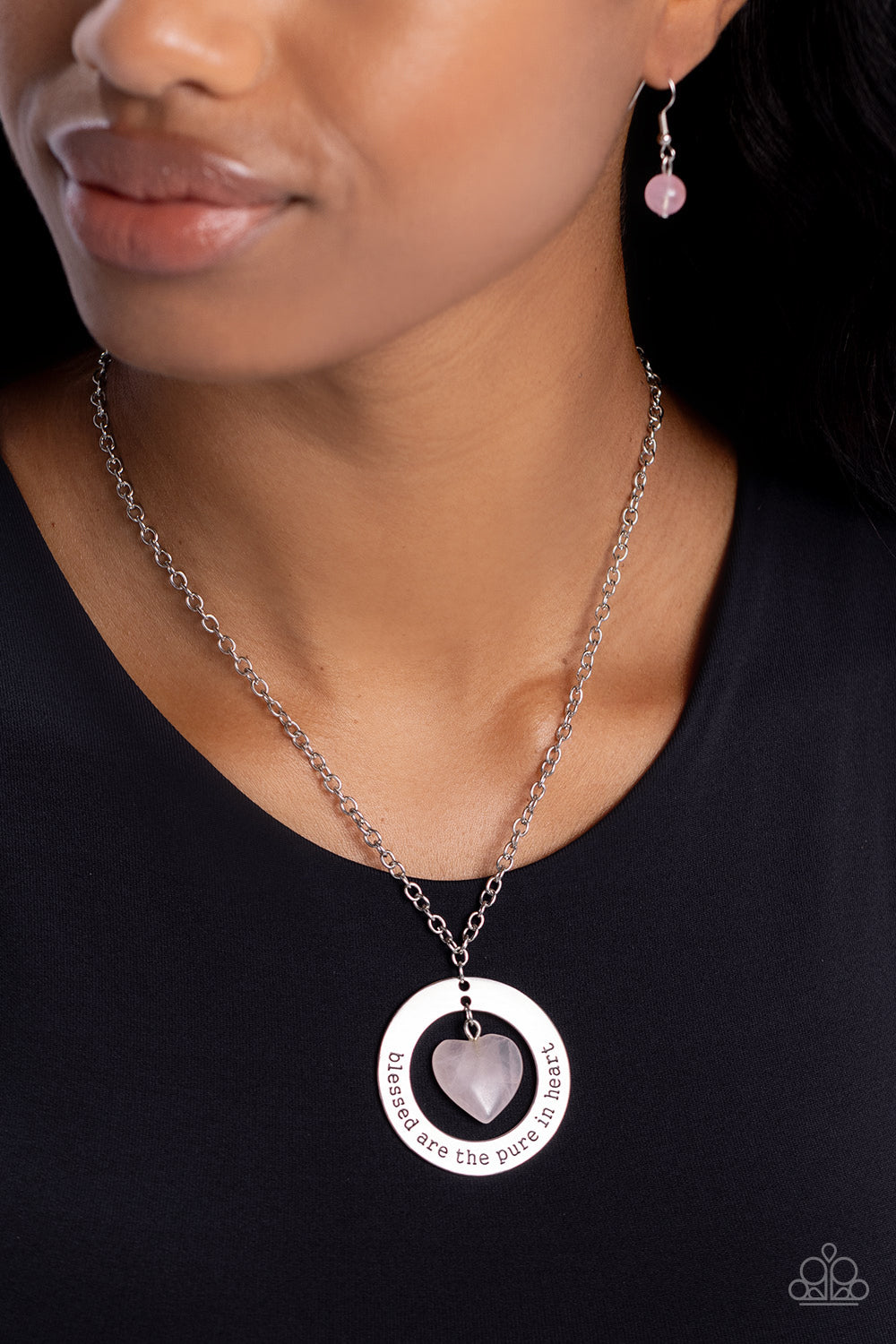 Beatitude Boho - Pink Stone Heart Necklace - Paparazzi Accessories