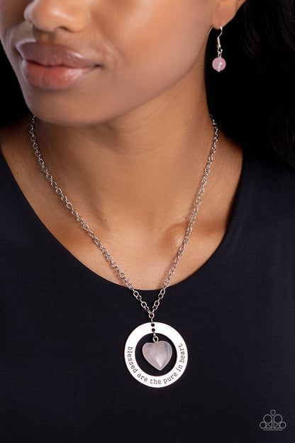 Beatitude Boho - Pink Stone Heart Necklace - Paparazzi Accessories