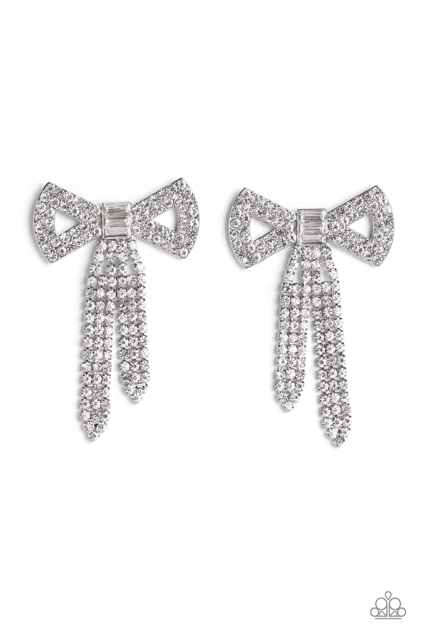 Just BOW With It - White Post Earrings - Paparazzi Accessories